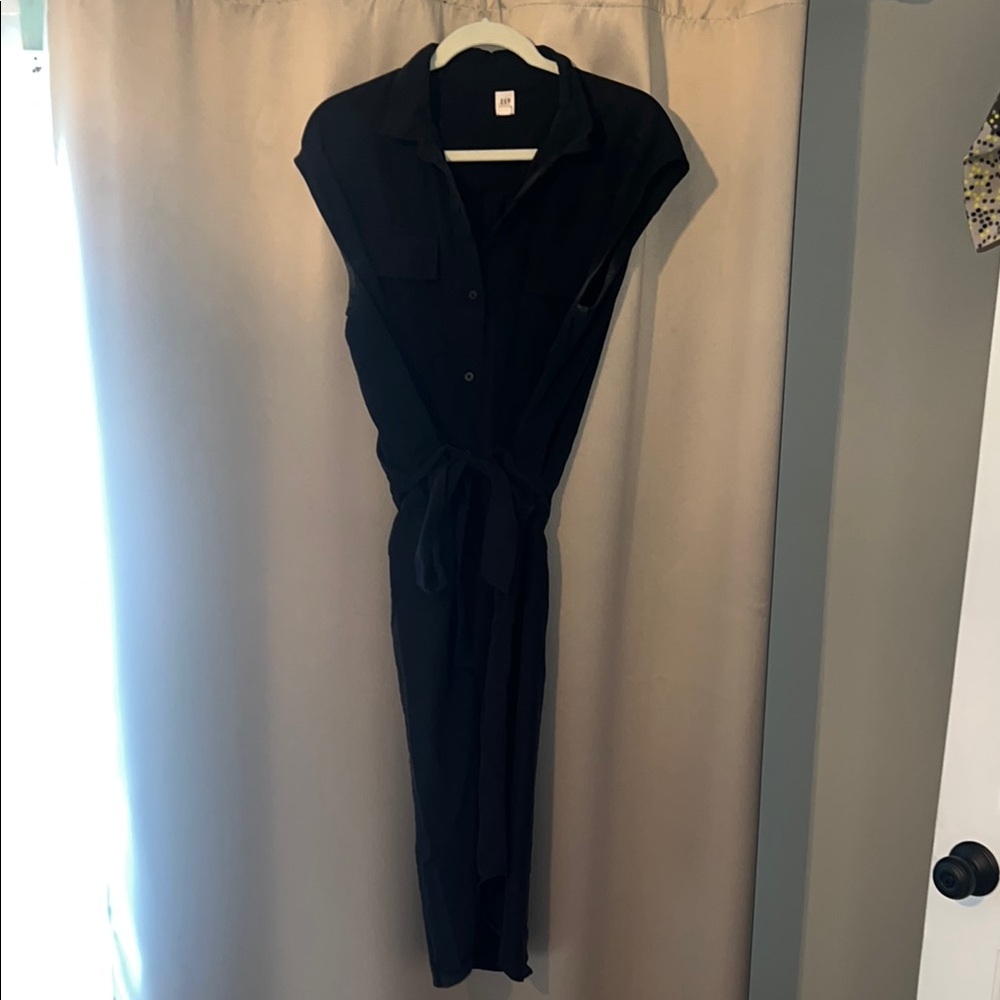 GAP Black Wrap Tie Front Maxi Dress